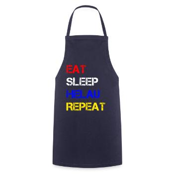 EAT SLEEP HELAU REPEAT | Carnival - Cooking Apron - navy - Front - AI Model Male 185 dark (185cm)