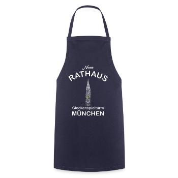 München, Glockenspielturm Neues Rathaus - Kochschürze - Navy - Vorne - AI Model Male 185 dark (185cm)