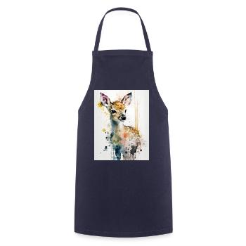 Cerf mignon style aquarelle - Tablier de cuisine - marine - Devant - AI Model Male 185 dark (185cm)