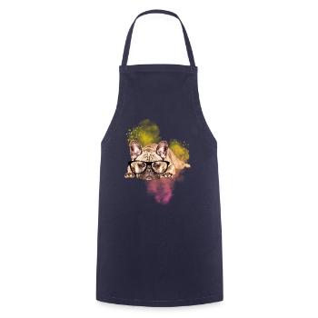 FRENCH BULLDOG with GLASSES Dog Dogs - Cooking Apron - navy - Front - AI Model Male 185 dark (185cm)