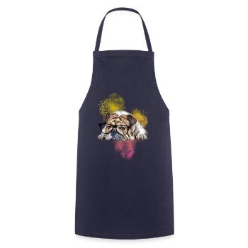 Dog Dog Bulldog with glasses - Cooking Apron - navy - Front - AI Model Male 185 dark (185cm)