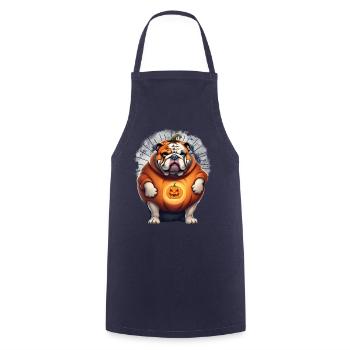 Bulldogge Halloween Hund HUNDE - Kochschürze - Navy - Vorne - AI Model Male 185 dark (185cm)