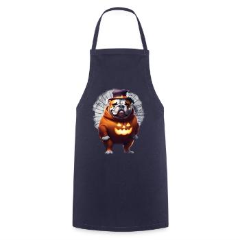 Bulldogge Halloween Hund HUNDE - Kochschürze - Navy - Vorne - AI Model Male 185 dark (185cm)