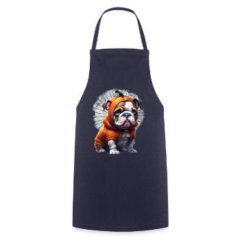 Bulldogge Halloween Hund HUNDE - Kochschürze - Navy - Vorne - AI Model Male 185 dark (185cm)