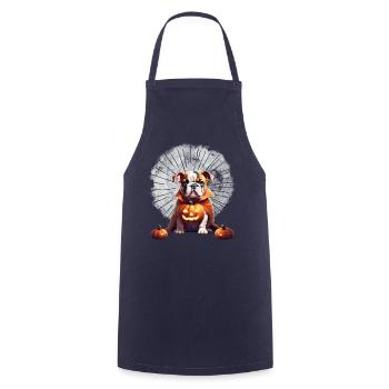 Bulldogge Halloween Hund HUNDE - Kochschürze - Navy - Vorne - AI Model Male 185 dark (185cm)