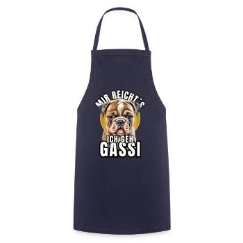 I'M GOING FOR A WALK - BULLDOG DOG DOGS - Cooking Apron - navy - Front - AI Model Male 185 dark (185cm)