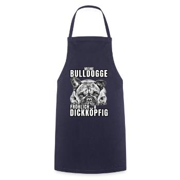 My BULLDOG cheerful & stubborn dog DOGS - Cooking Apron - navy - Front - AI Model Male 185 dark (185cm)
