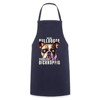 My BULLDOG cheerful & stubborn dog DOGS - Cooking Apron - navy - Front - AI Model Male 185 dark (185cm)