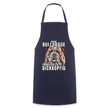 My BULLDOG cheerful & stubborn dog DOGS - Cooking Apron - navy - Front - AI Model Male 185 dark (185cm)