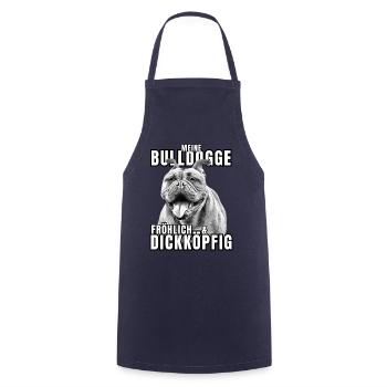 My BULLDOG cheerful & stubborn dog DOGS - Cooking Apron - navy - Front - AI Model Male 185 dark (185cm)