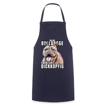 My BULLDOG cheerful & stubborn dog DOGS - Cooking Apron - navy - Front - AI Model Male 185 dark (185cm)