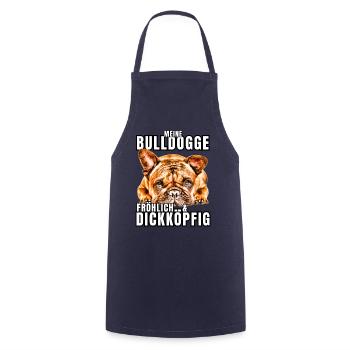 My BULLDOG cheerful & stubborn dog DOGS - Cooking Apron - navy - Front - AI Model Male 185 dark (185cm)