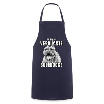 I'm the CRAZY one with the bulldog dog DOGS - Cooking Apron - navy - Front - AI Model Male 185 dark (185cm)