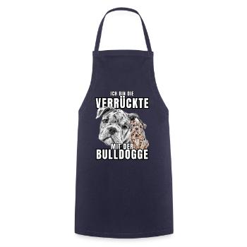 I'm the CRAZY one with the bulldog dog DOGS - Cooking Apron - navy - Front - AI Model Male 185 dark (185cm)