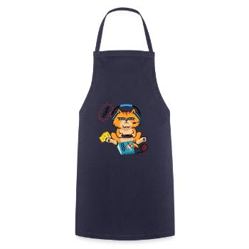 Gaming Gamer gambling cat gift shirt - Cooking Apron - navy - Front - AI Model Male 185 dark (185cm)