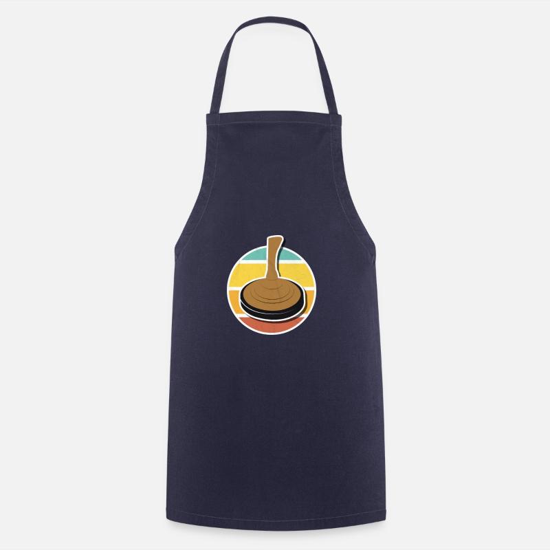 Retro Eisstock Eisschiessen Stockschütze - Kochschürze - Navy