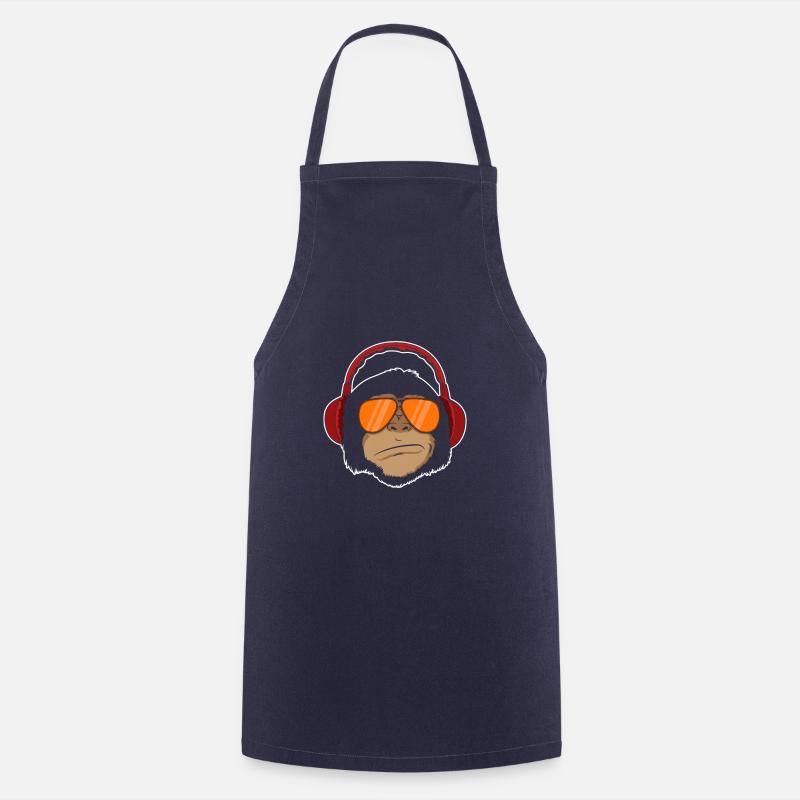 Affe mit Kopfhörer Silent Party Geschenk - Kochschürze - Navy