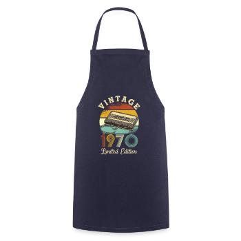 Vintage 1970 - Cooking Apron - navy - Front - AI Model Male 185 dark (185cm)