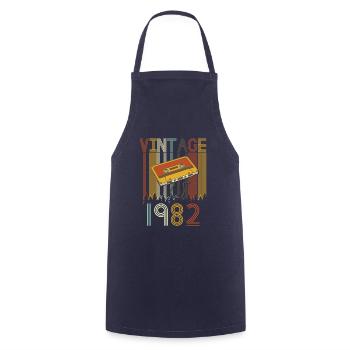 Vintage 1982 Retro - Kochschürze - Navy - Vorne - AI Model Male 185 dark (185cm)
