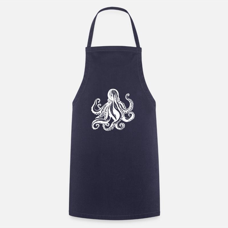 Cool octopus octopus illustration in white - Cooking Apron - navy
