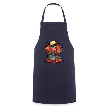 Spooky Horror Floral Bouquet - Happy Halloween - Cooking Apron - navy - Front - AI Model Male 185 dark (185cm)