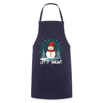 Qu’il neige - Bonhomme de neige - Hiver - Tablier de cuisine - marine - Devant - AI Model Male 185 dark (185cm)