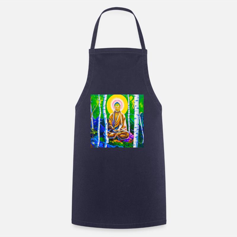 Buddha in the Forest - Acrylic - Cooking Apron - navy