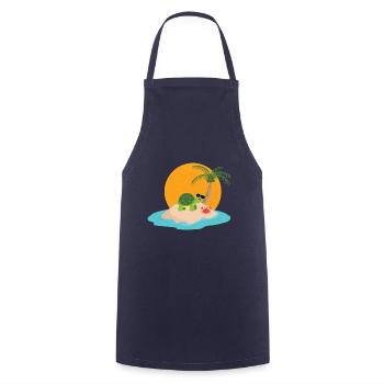 Cool turtle on island - Cooking Apron - navy - Front - AI Model Male 185 dark (185cm)