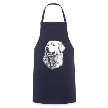 Great Pyrenees Portrait Pyrenean Mountain Dog Dogs - Cooking Apron - navy - Front - AI Model Male 185 dark (185cm)