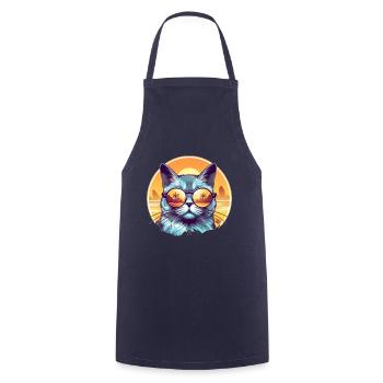 Sunset Cat - Cooking Apron - navy - Front - AI Model Male 185 dark (185cm)
