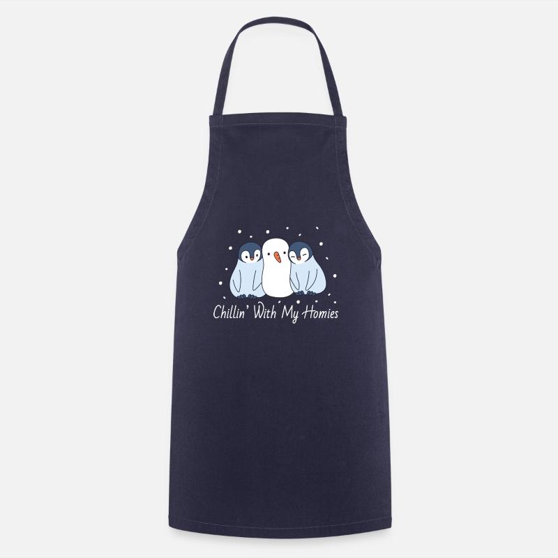 Penguins and snowmen - Cooking Apron - navy