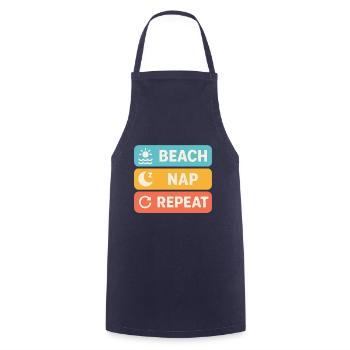 Sommer "Beach Nap Repeat" – Lustiges Urlaubsdesign - Kochschürze - Navy - Vorne - AI Model Male 185 dark (185cm)
