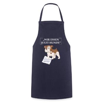 Wir essen jetzt Hunde Sarkastischer Spruch - Kochschürze - Navy - Vorne - AI Model Male 185 dark (185cm)