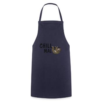 Chill mal mit Faultier - Kochschürze - Navy - Vorne - AI Model Male 185 dark (185cm)