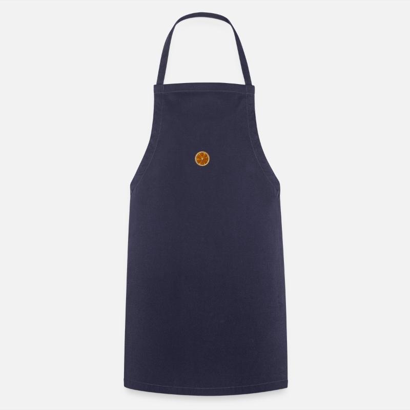 Orange embroidered - Cooking Apron - navy
