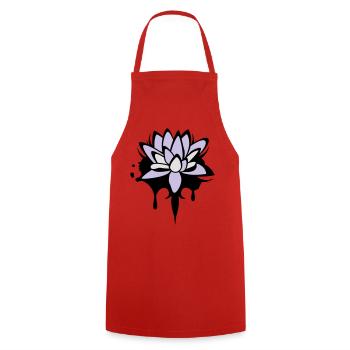 abstraktes Lotos Blüten Seerosen Graffiti - Kochschürze - Rot - Vorne - AI Model Male 185 dark (185cm)