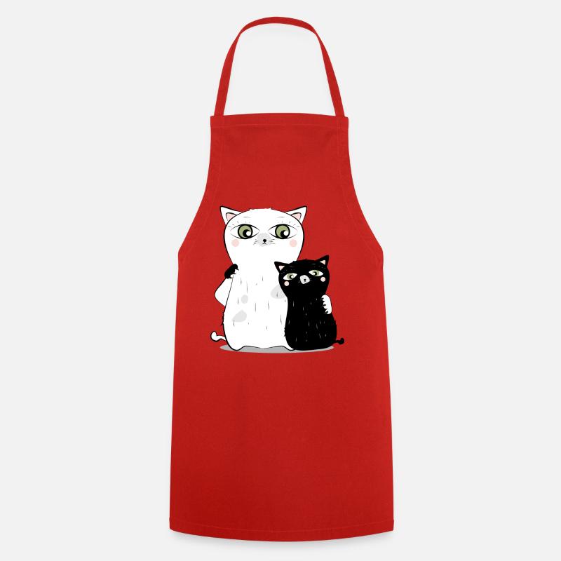 Chat Blanc & chat noir - Tablier de cuisine - rouge
