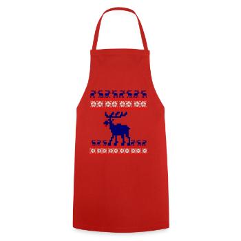 Reindeer Pattern Knitting Winter Rudolf Elk Pixel xma - Cooking Apron - red - Front - AI Model Male 185 dark (185cm)