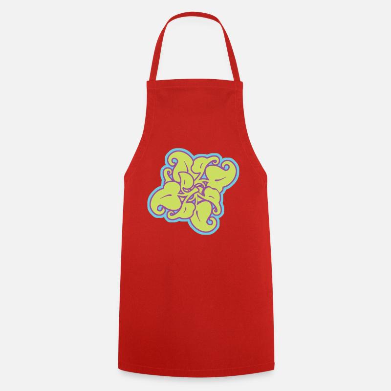 Mandala Artic Pattern in Lime - Cooking Apron - red
