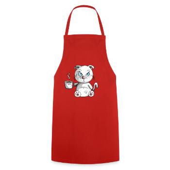 Grumbling morning muffle cat - coffee - cats - Cooking Apron - red - Front - AI Model Male 185 dark (185cm)