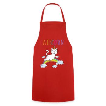 Funny Caticorn Cat - Unicorn Cats Rainbow - Cooking Apron - red - Front - AI Model Male 185 dark (185cm)