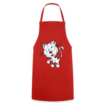 Knuffige Katze - Katzen - Kater - Stubentiger - Kochschürze - Rot - Vorne - AI Model Male 185 dark (185cm)