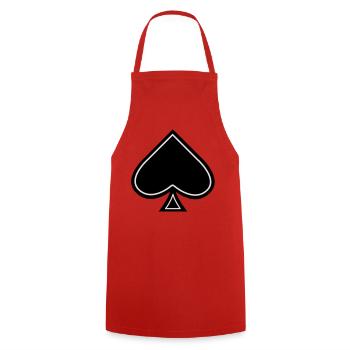 Pik Ass - ace of spades - Kochschürze - Rot - Vorne - AI Model Male 185 dark (185cm)