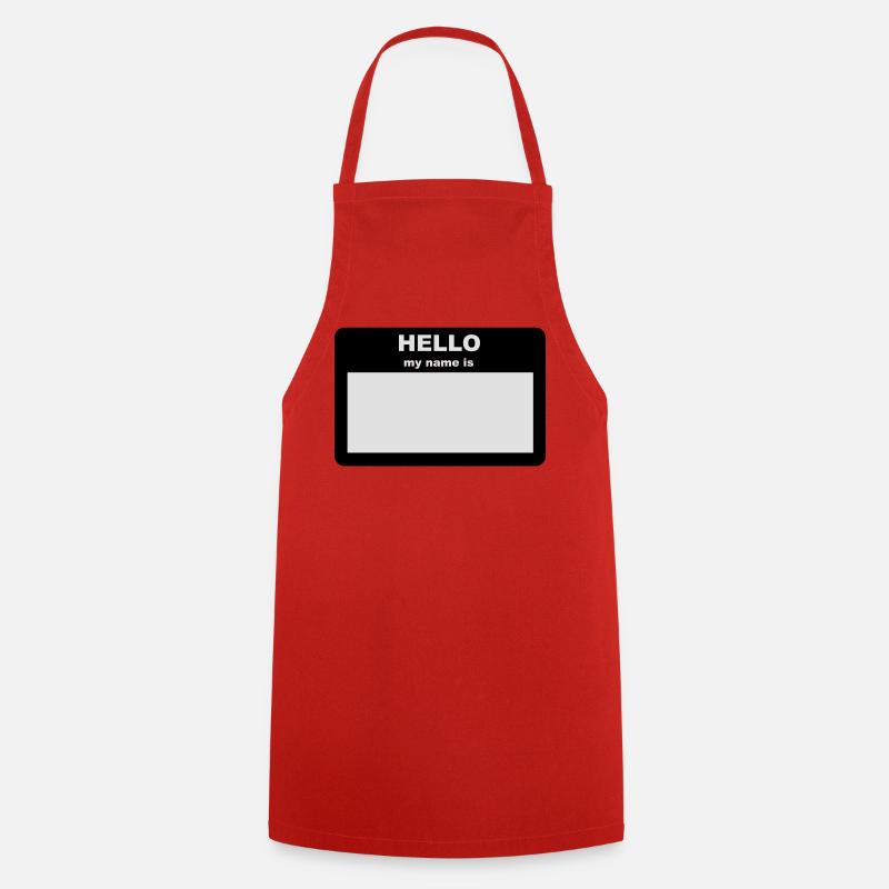 Name tag - HELLO my name is - Cooking Apron - red