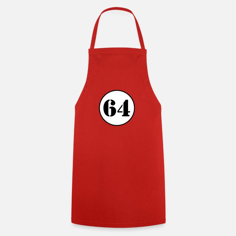 NUMBER 64 sixty four birthday gift - Cooking Apron - red