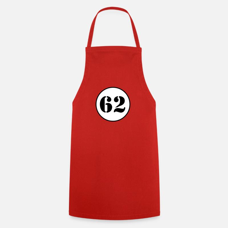 NUMBER 62 sixty two birthday gift - Cooking Apron - red