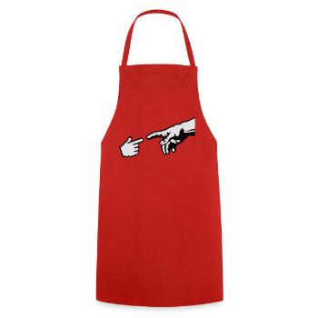 Hand of god (Michelangelo) The Creation of Adam - Cooking Apron - red - Front - AI Model Male 185 dark (185cm)