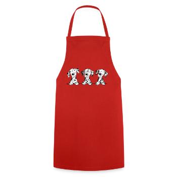 Cadeau de dessin animé drôle de chien chiot dalmatien - Tablier de cuisine - rouge - Devant - AI Model Male 185 dark (185cm)