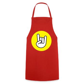 Pommes fork circle yellow - Cooking Apron - red - Front - AI Model Male 185 dark (185cm)