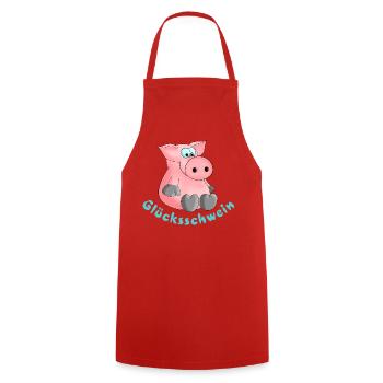 Porc chanceux - porte bonheur - chance - Tablier de cuisine - rouge - Devant - AI Model Male 185 dark (185cm)